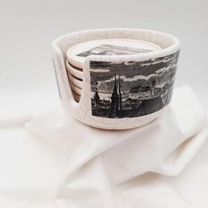 W. Germany Silberdistal Stone Coasters in Holder, EC